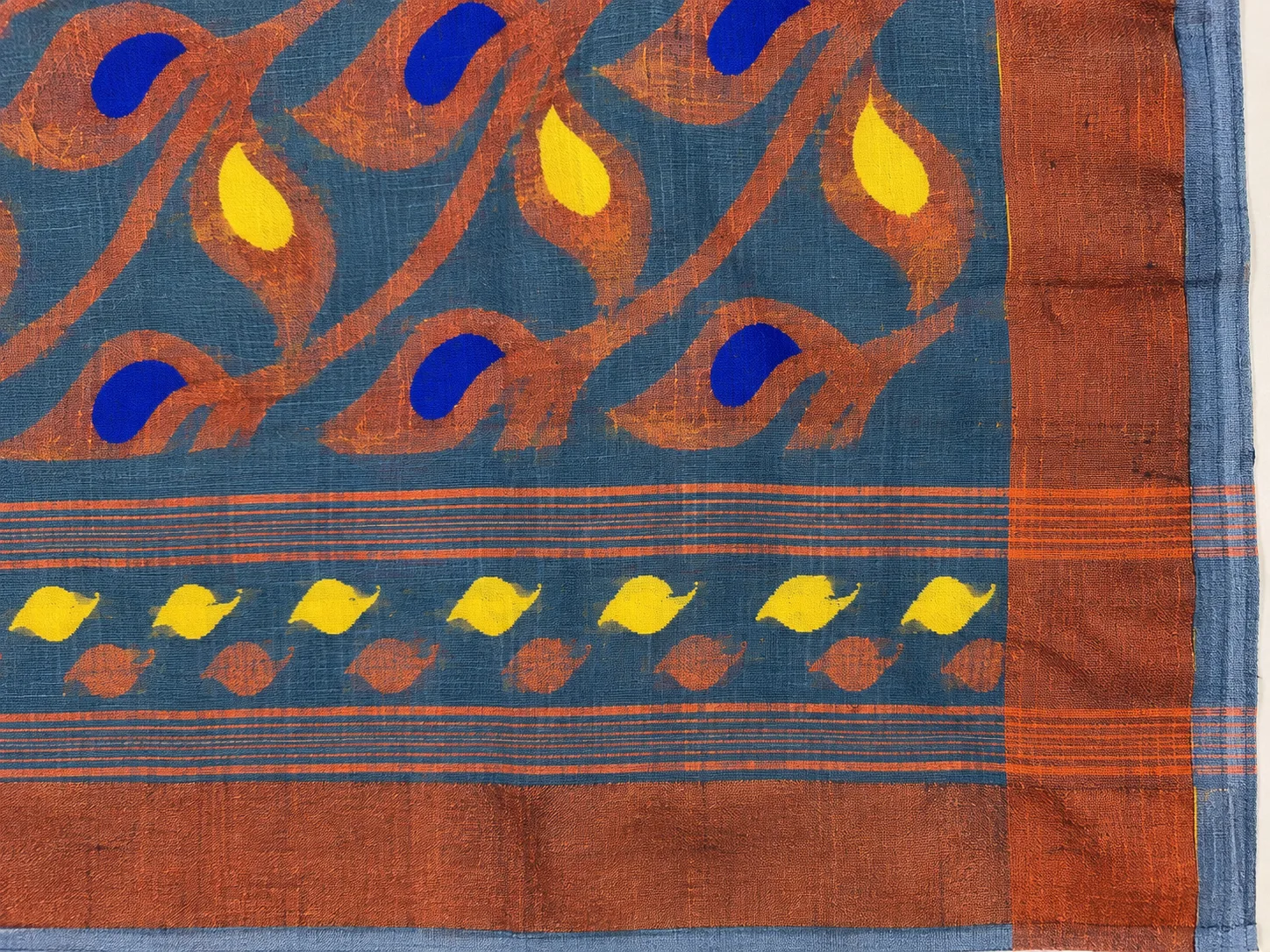 Handloom Mouchak Blue Saree Shantipur Handwoven Saree