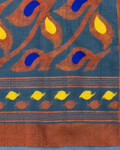 Handloom Mouchak Blue Saree Shantipur Handwoven Saree