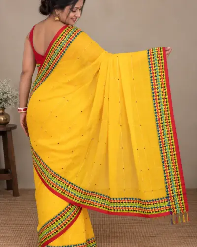 Multicolor Yellow Boutique Saree