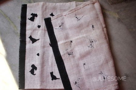 Jute Lamp with Dogs Silhoutte Applique