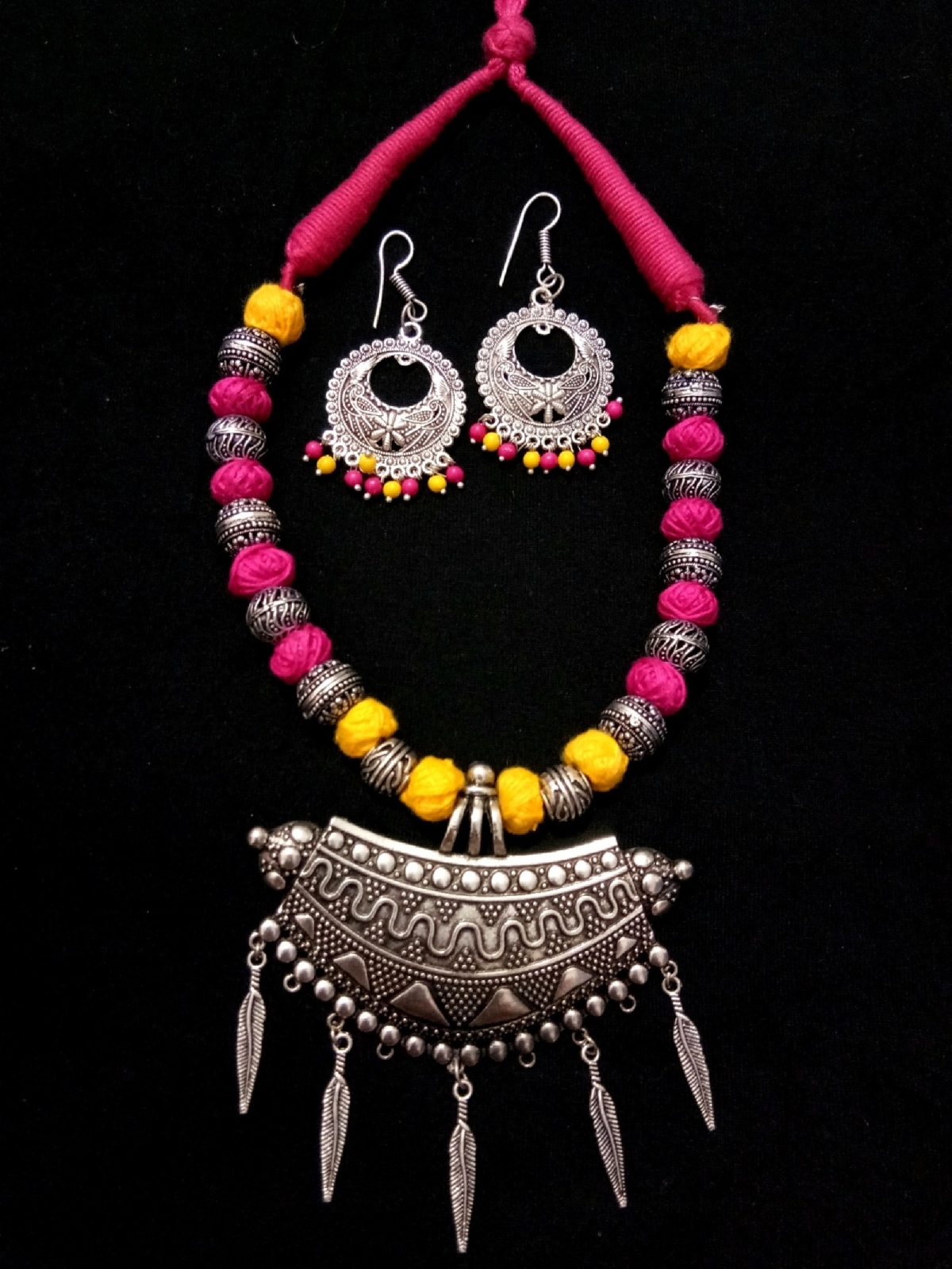 Pink and Yellow Necklace Set