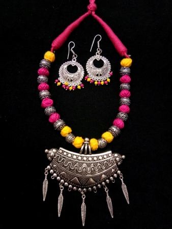 Pink and Yellow Necklace Set