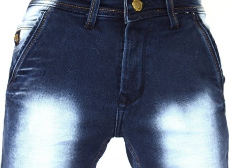 Denim Dark Blue Patch Faded Lycra Sparky Jeans