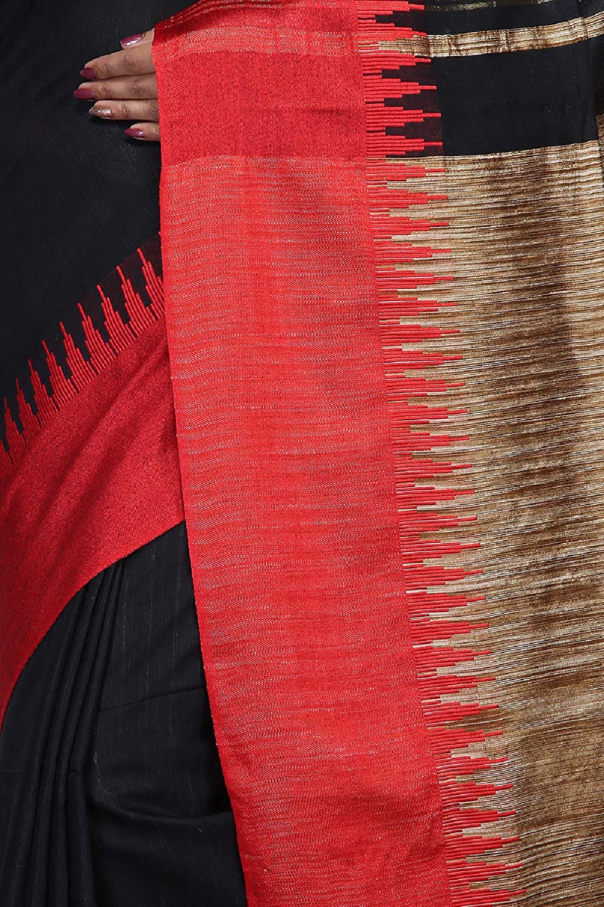 swatika Bhagalpuri Handloom Women's Black Colour Cotton Silk Saree with Blouse Piece Model No - S8NV0040