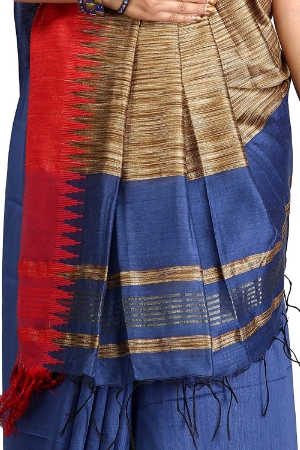 swatika Bhagalpuri Handloom Women's Blue Coloured Cotton Silk Saree with an unstitched Blouse Piece