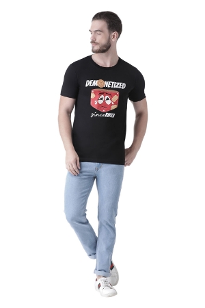 Demonetized Since Birth - Printed Men Round Neck Black T-Shirt