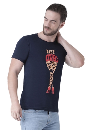 Aise Chalogi Toh Kaise Chalega - Printed Men Round Neck Dark Blue T-Shirt