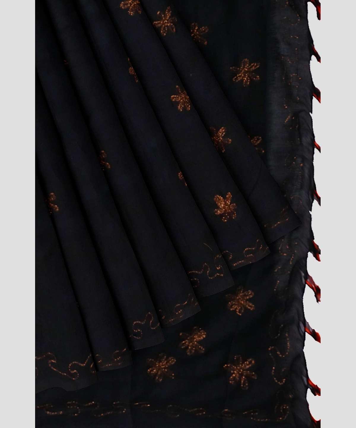 Black khadi cotton saree