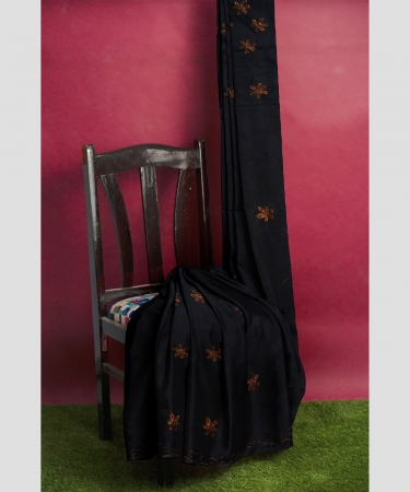 Black khadi cotton saree