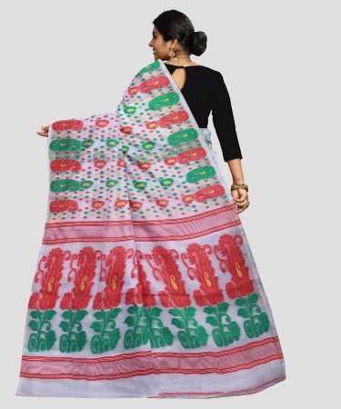 Bengal Handloom White Cotton Tant Saree 