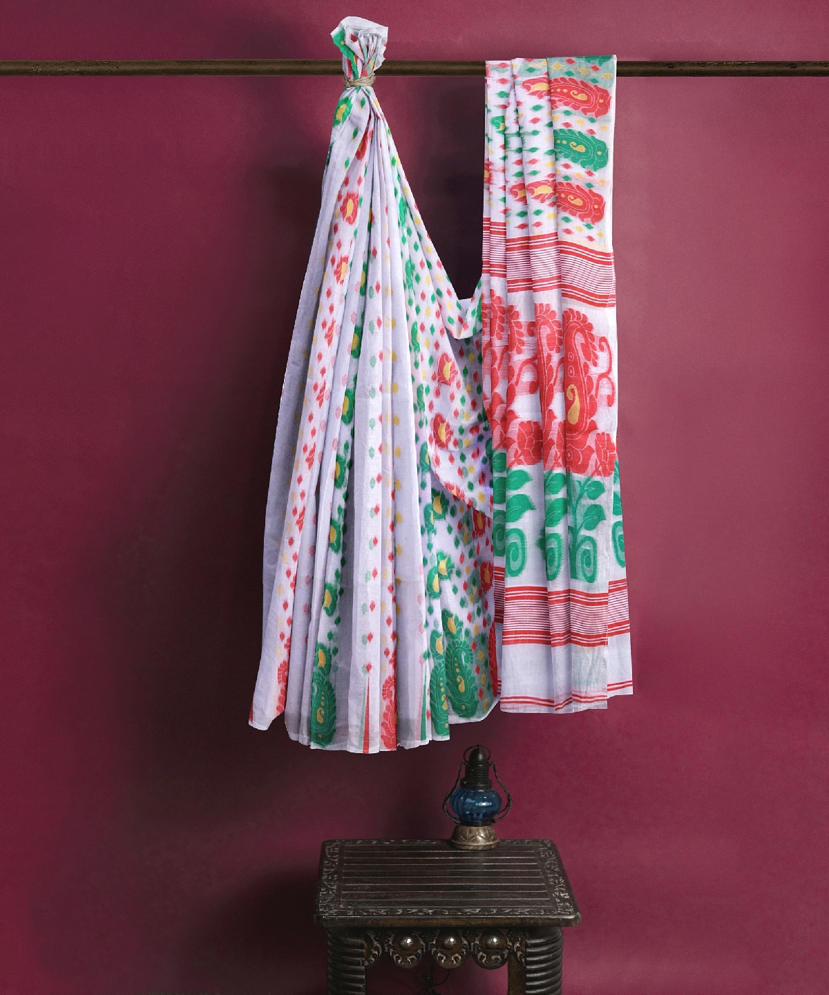 Bengal Handloom White Cotton Tant Saree 