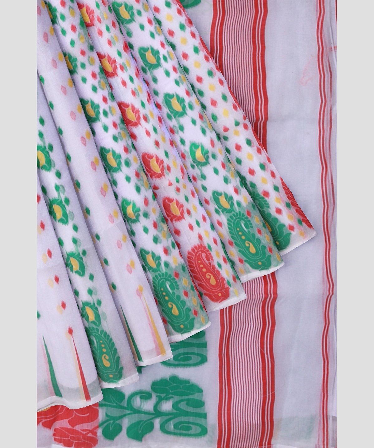 Bengal Handloom White Cotton Tant Saree 