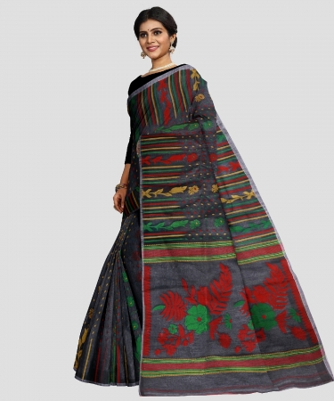 Grey Bengal Handloom Cotton Tant Saree