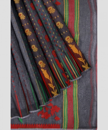 Grey Bengal Handloom Cotton Tant Saree