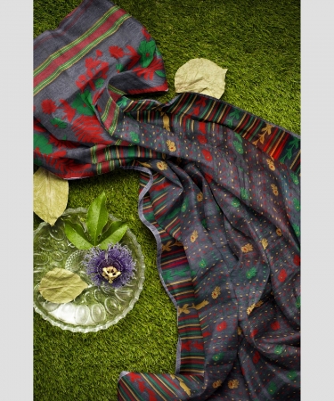 Grey Bengal Handloom Cotton Tant Saree