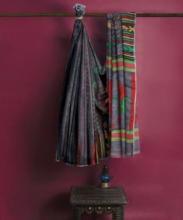 Grey Bengal Handloom Cotton Tant Saree
