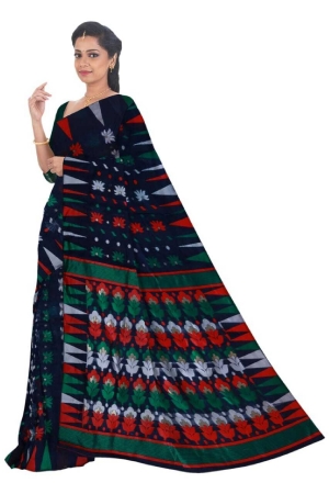 Dark Blue Bengal Handloom Cotton Bumper Tant Saree