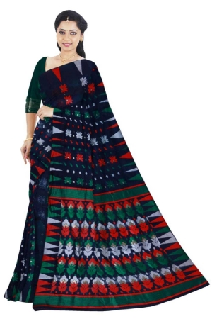 Dark Blue Bengal Handloom Cotton Bumper Tant Saree