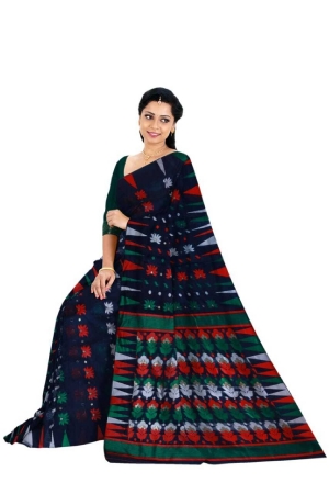 Dark Blue Bengal Handloom Cotton Bumper Tant Saree