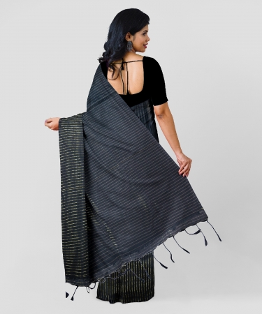 Stylish Pure Cotton Black Saree