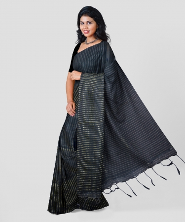 Stylish Pure Cotton Black Saree