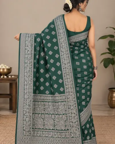 Jamdani Silk Green Saree