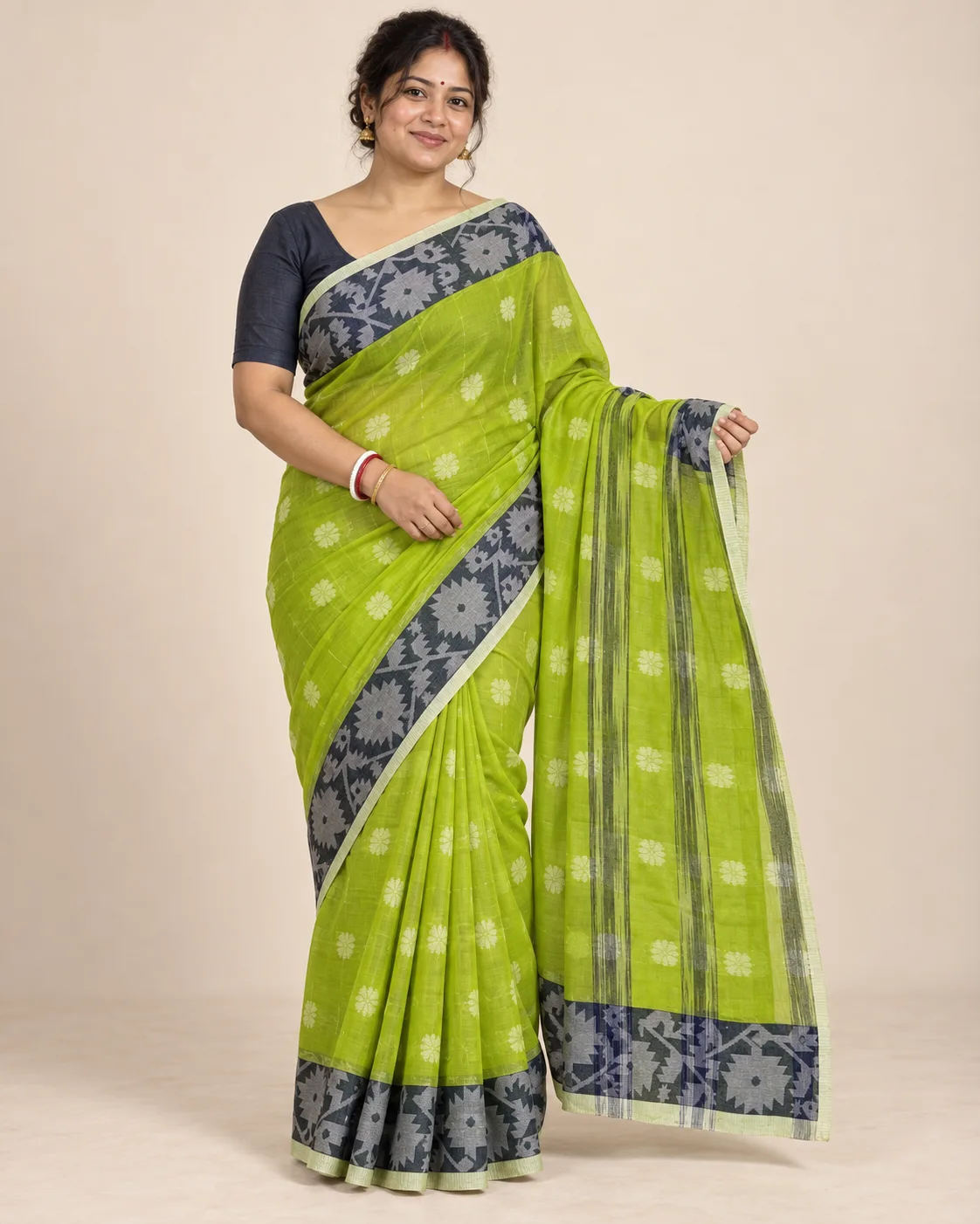 Pure Cotton Shantipur Light Green Saree