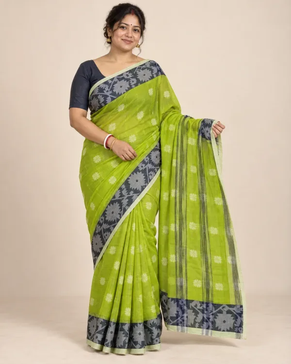 Pure Cotton Shantipur Light Green Saree