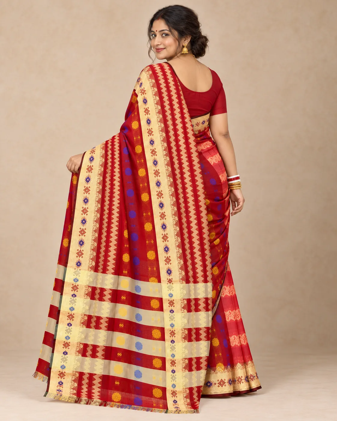 Bangladesi Silk Red Saree