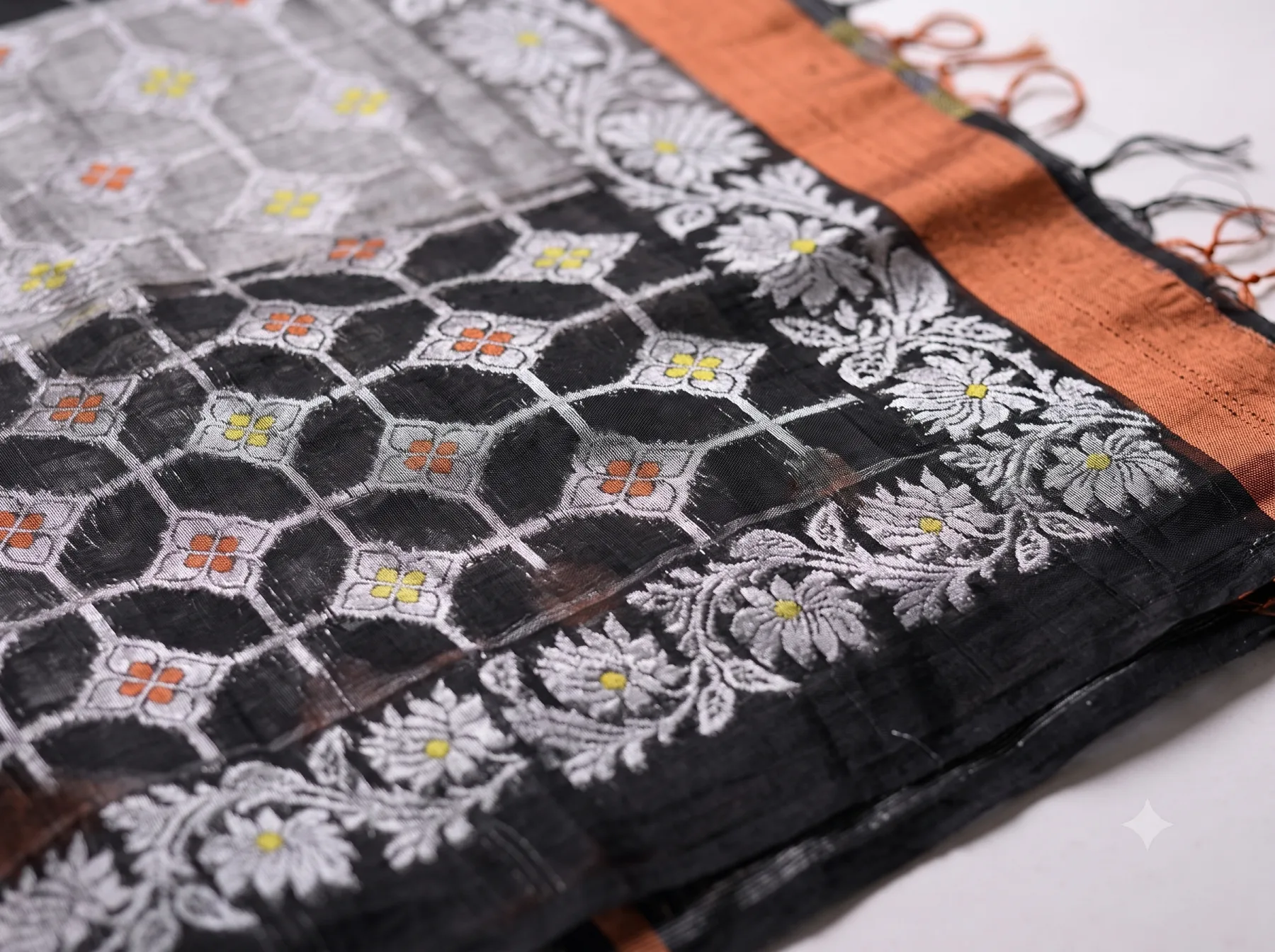 Handloom Lotus Black Saree