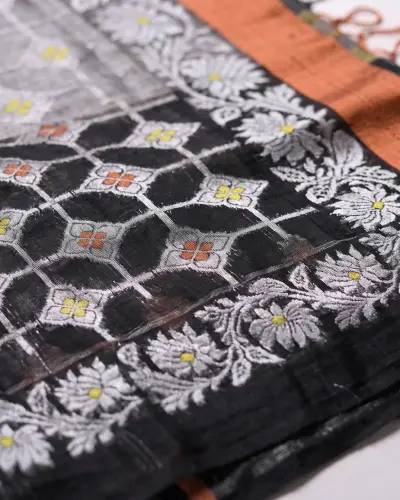 Handloom Lotus Black Saree