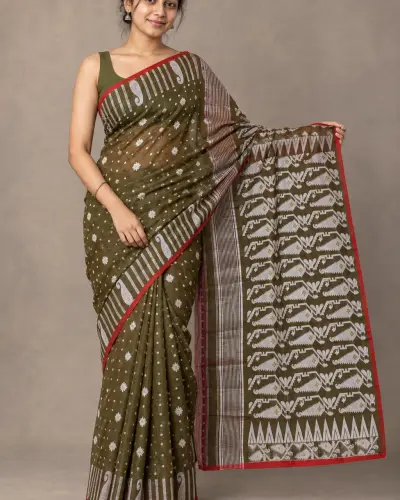 Floral Green Saree