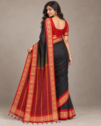 Dhakai Jamdani Black Saree
