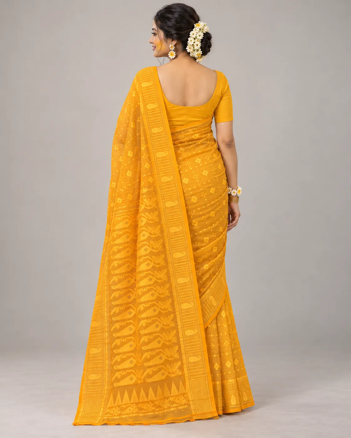 Floral Yellow Saree