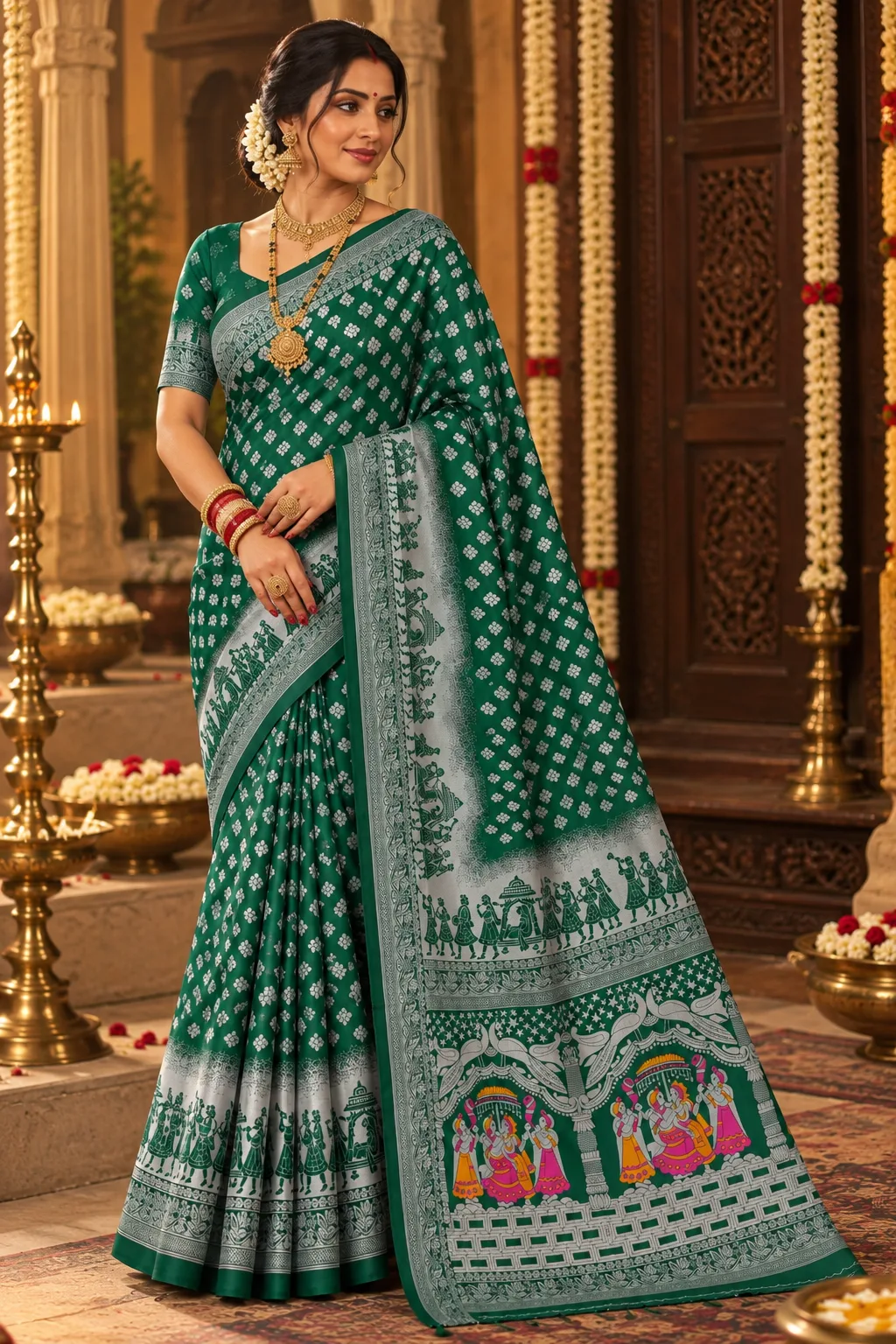 Green Silk Saree Elegant Traditional Indian Saree