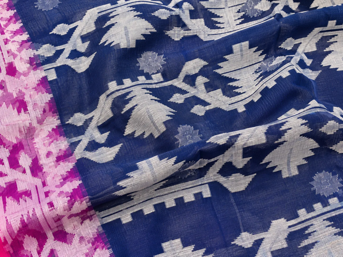 Muslin Trending Blue Pink Saree