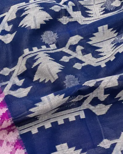 Muslin Trending Blue Pink Saree