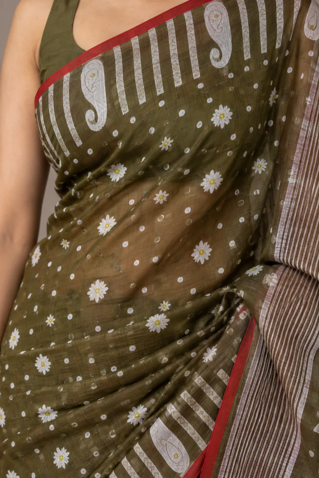 Floral Green Saree