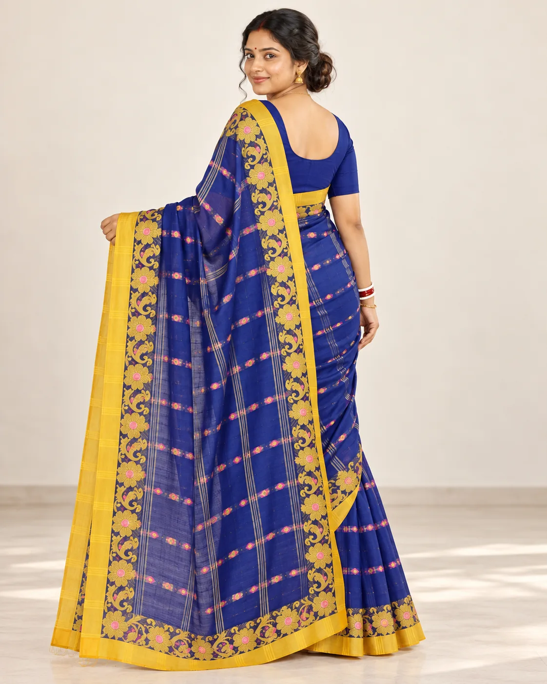 Pure Cotton Shantipur Blue Saree
