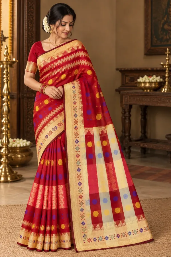 Bangladesi Silk Red Saree