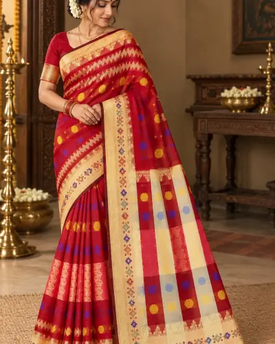 Bangladesi Silk Red Saree