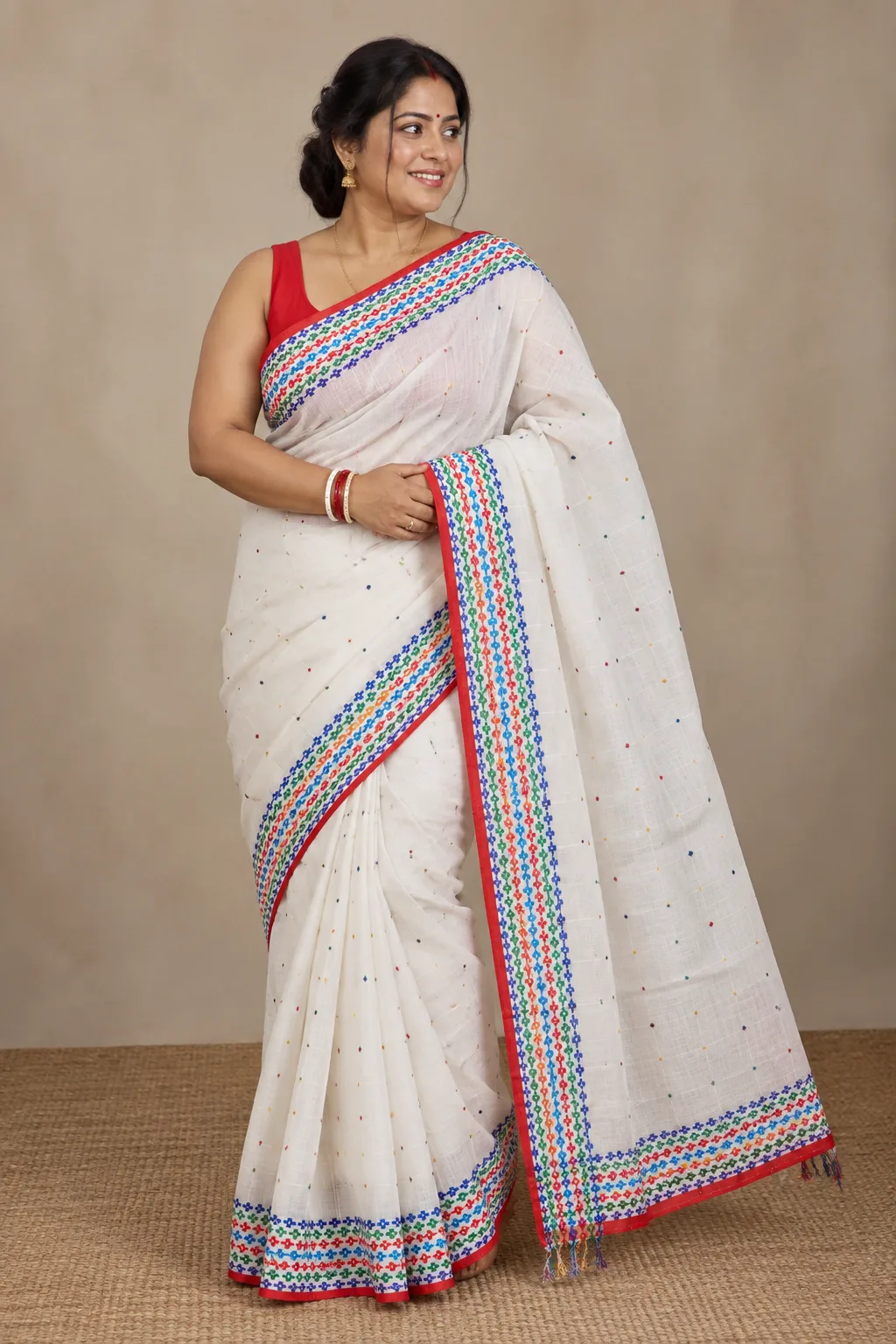 Multicolor White Boutique Saree