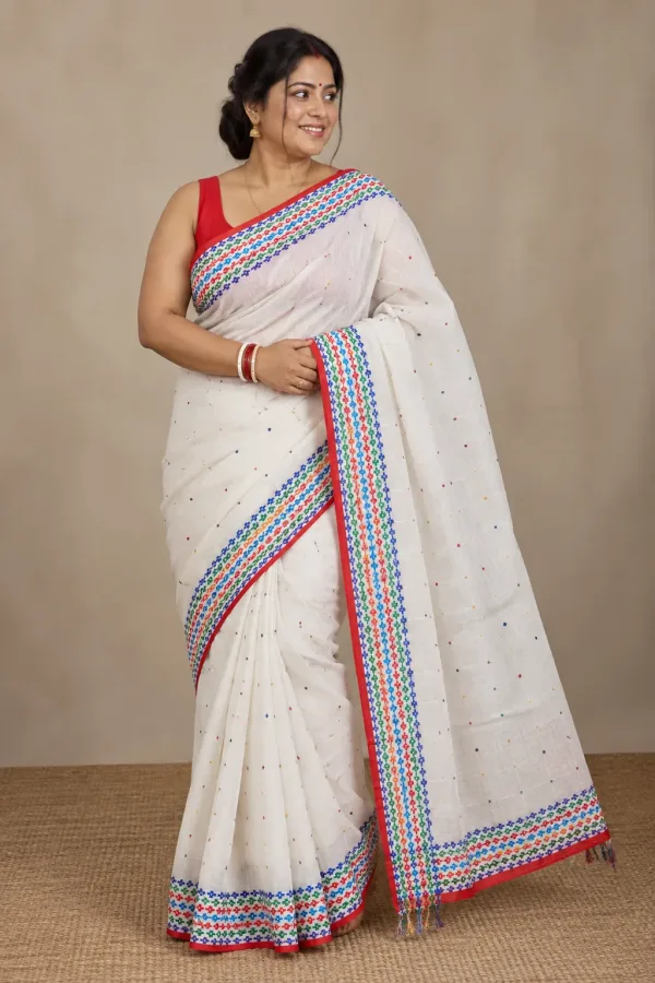 Multicolor White Boutique Saree