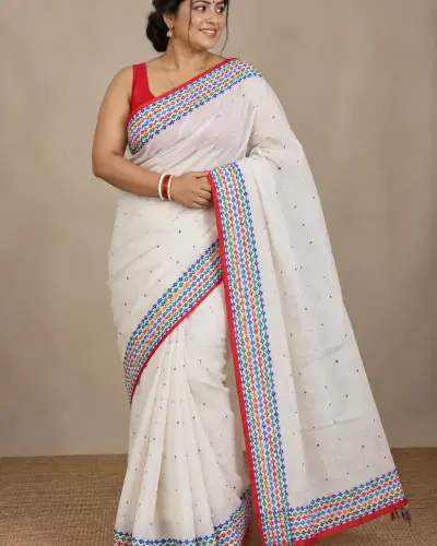 Multicolor White Boutique Saree