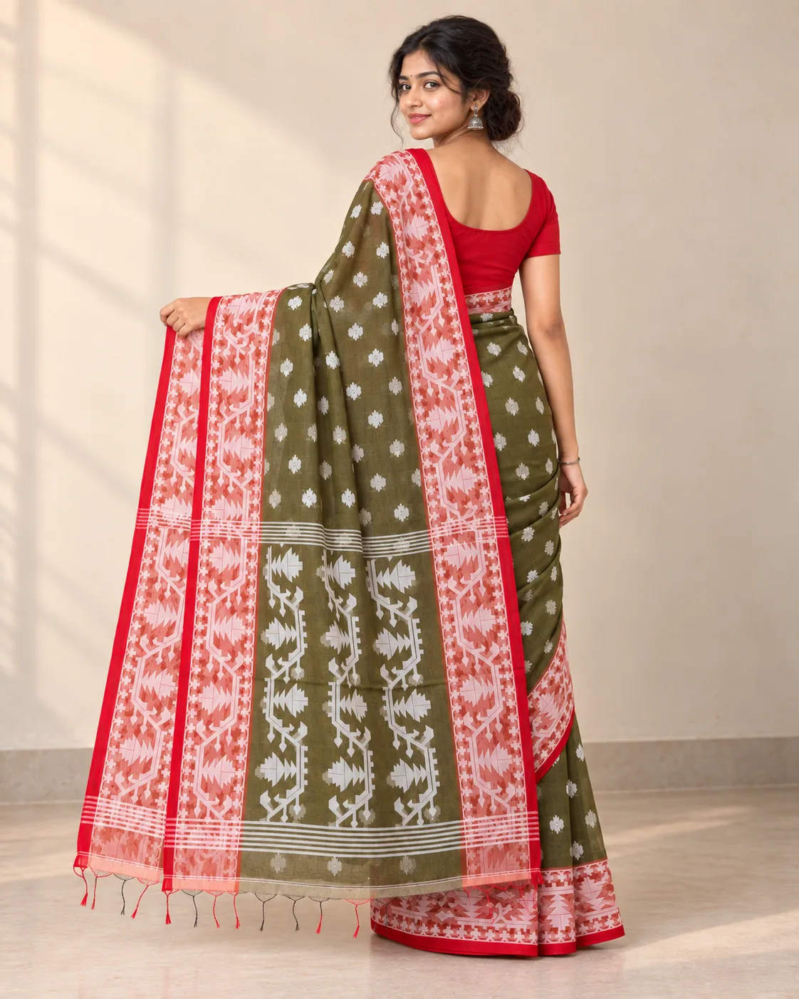 Muslin Trending Dark Green Saree
