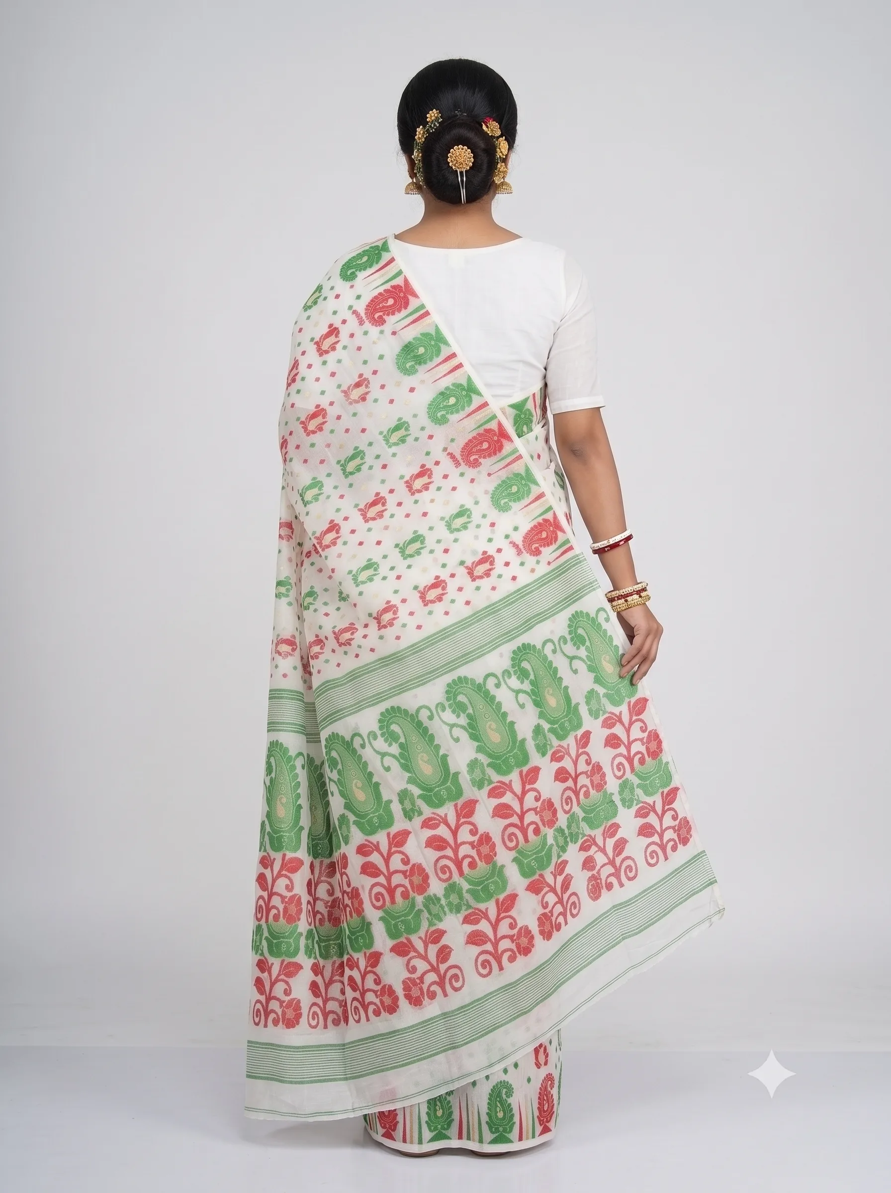 White Baluchari Saree Traditional Handloom Saree