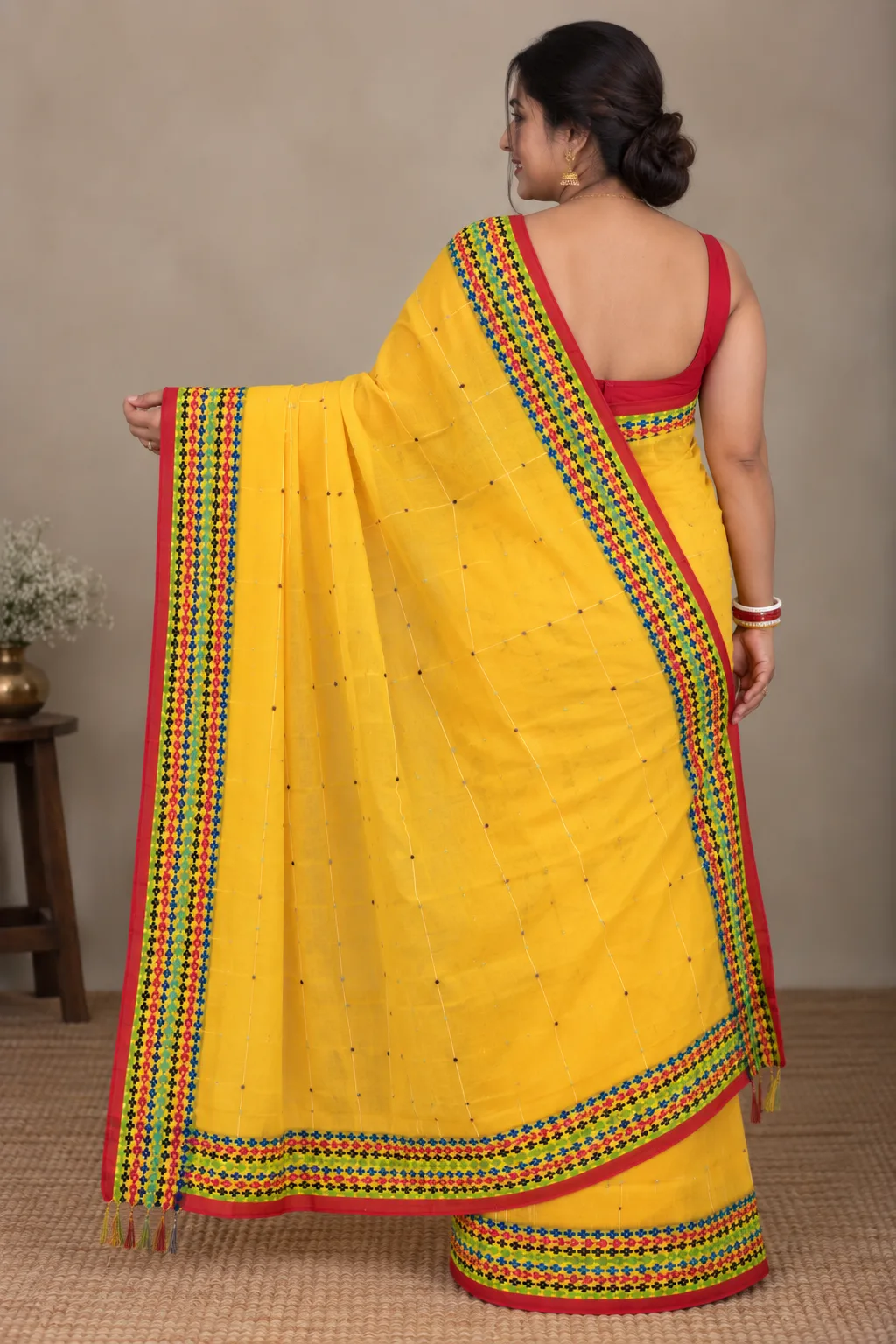 Multicolor Yellow Boutique Saree