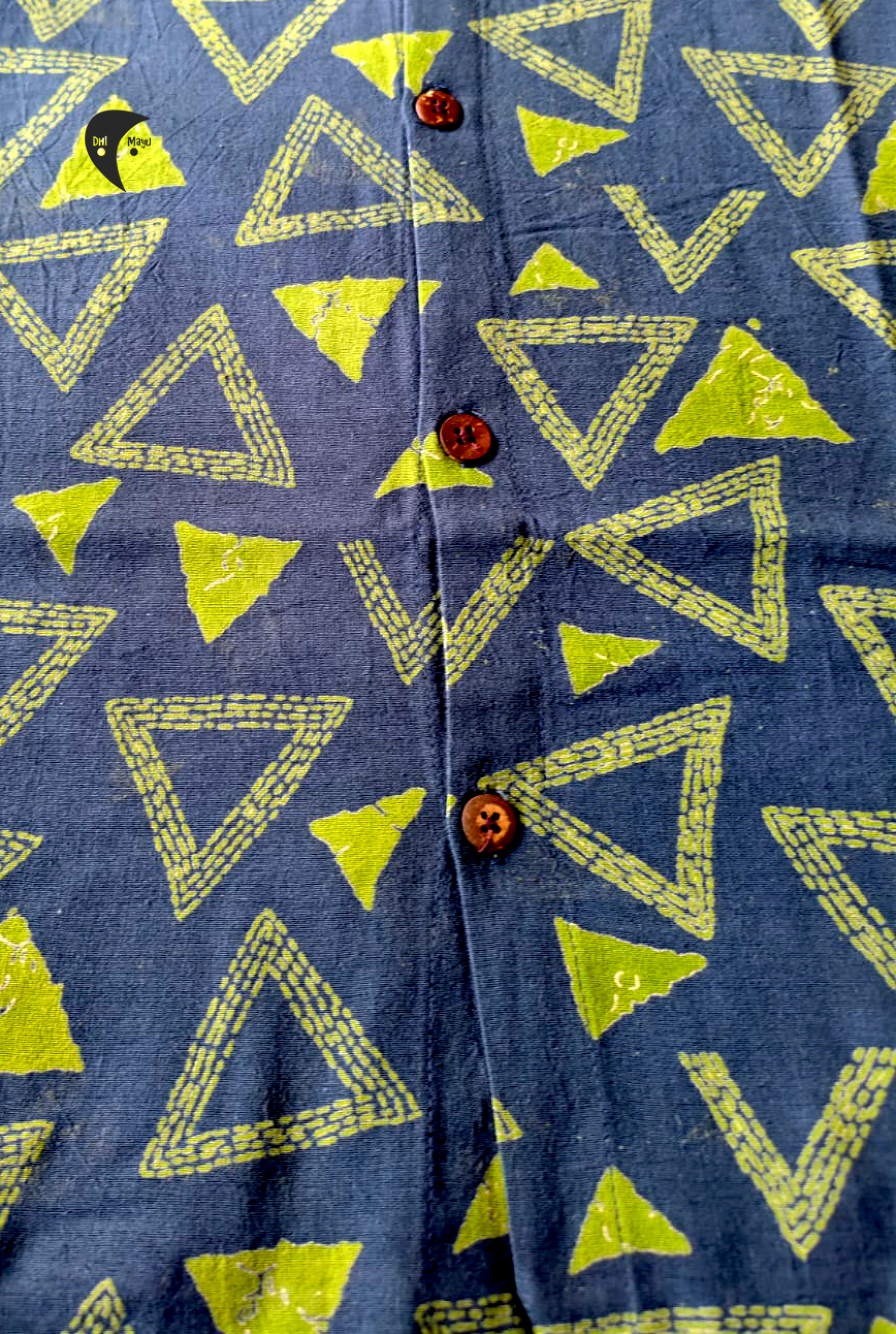 Green Triangle Motif pure Cotton Shirt