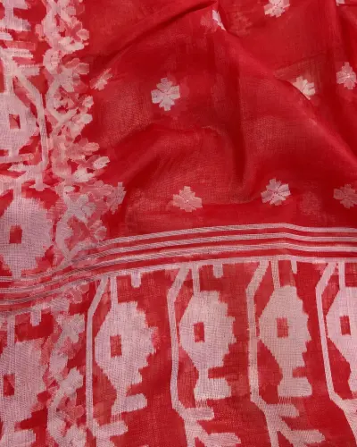 Muslin Trending Red Saree
