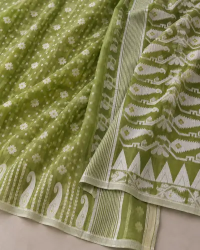 Floral Green Saree